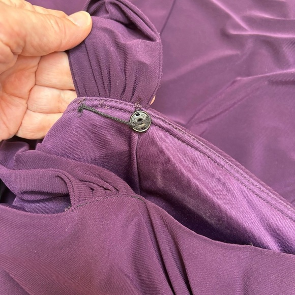 Betsy & Adam Sleeveless Draped Purple Evening Gown Rhinestone Accents 22W - Picture 9 of 13